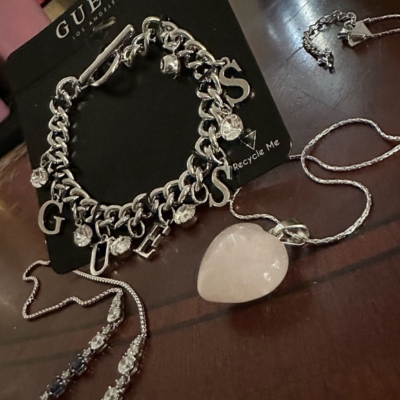 3-part exclusive Jewelry bundle NWOT(two 925 Necklaces and GUESS Charm Bracelet) - Picture 2 of 14